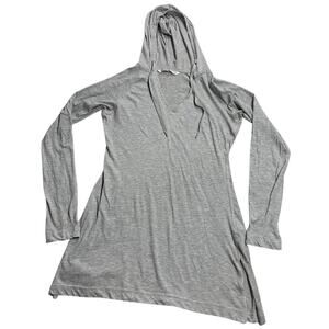 Athleta Lightweight Knit Top Hooded Long Sleeve Womens Sz Medium Gray 221841-04
